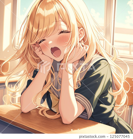 Beautiful girl yawning 125077045