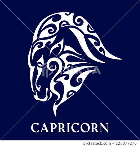 Zodiac sign capricorn in maori tattoo style. Zodiac sign capricorn in maori tattoo style. 125077276