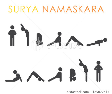 Surya Namaskara sequence infographic chart yoga poses asanas 125077415