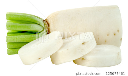 sliced Radish isolated. sliced Radish isolated. 125077461
