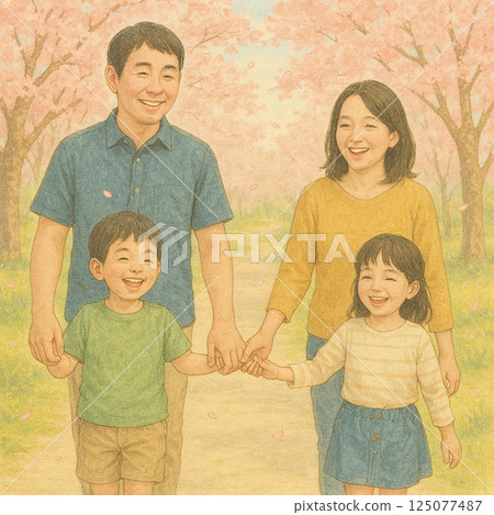 家庭賞櫻, 家庭, 賞櫻, 公園, 春天, 散步, 漫步 125077487