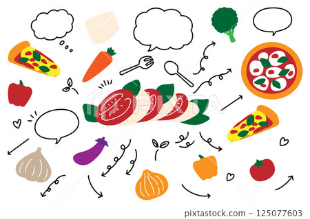 可愛的卡普雷塞披薩蔬菜語音泡棉箭頭套裝 125077603