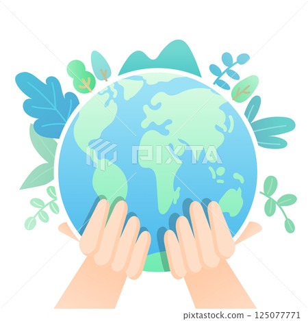 A hand illustration supporting the earth A hand illustration supporting the earth 125077771