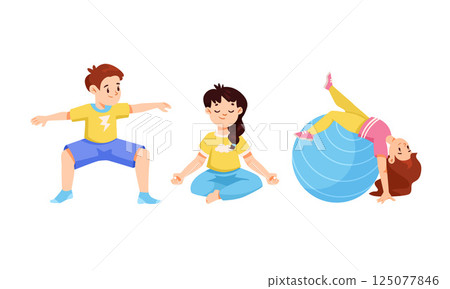 Active Kids Engaging in Healthy Exercises and Fun Activities to Promote Overall Wellbeing Active Kids Engaging in Healthy Exercises and Fun Activities to Promote Overall Wellbeing 125077846