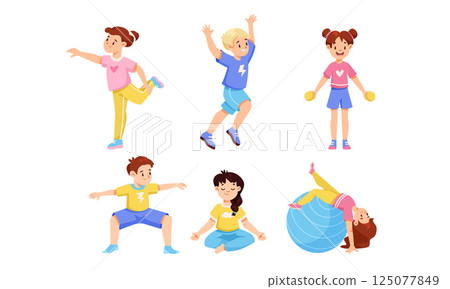 Energetic and lively kids joyfully engaging in fun and exciting physical activities together 125077849