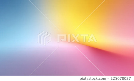 Abstract gradient background with soft transitions of blue, yellow, and pink hues, creating smooth and vibrant visual effect 125078027