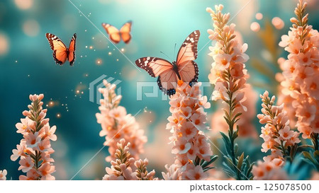Butterfly and Flower Springtime Background 125078500