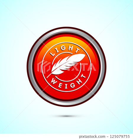 Light weight icon design illustration. Feather icon, Light weight label sign symbol, Button design 125079755