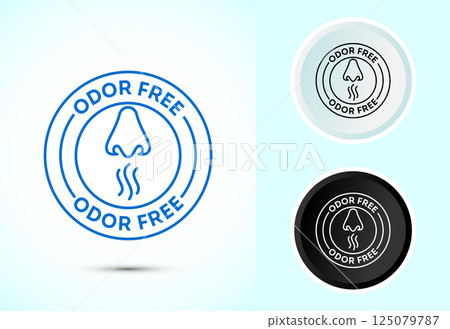 Odor control icon design illustration. Anti bad smell icon, Odor free label in color, black and white Odor control icon design illustration. Anti bad smell icon, Odor free label in color, black and white 125079787