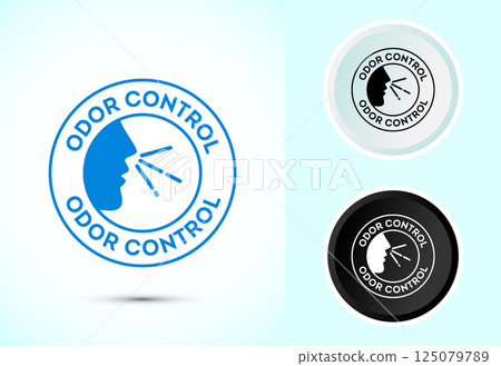 Odor control icon design illustration. Anti bad smell icon, Odor free label in color, black and white Odor control icon design illustration. Anti bad smell icon, Odor free label in color, black and white 125079789