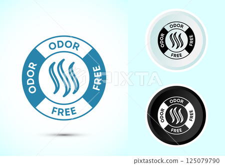 Odor control icon design illustration. Anti bad smell icon, Odor free label in color, black and white Odor control icon design illustration. Anti bad smell icon, Odor free label in color, black and white 125079790