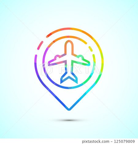 Airplane icon design illustration. Flight transport sign. Travel, holiday symbol in low poly style Airplane icon design illustration. Flight transport sign. Travel, holiday symbol in low poly style 125079809