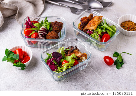 Meal prep concept. Healthy food in container. 125080131