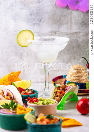 Cinco de Mayo concept with traditional Mexican food Cinco de Mayo concept with traditional Mexican food 125080185
