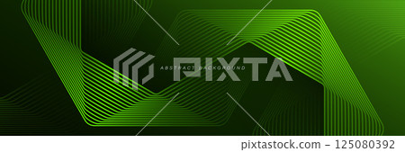 Dark green abstract background with glowing geometric lines. Geometric line art. Modern design. Creative idea. Suit for cover, header, banner, business, corporate, website, advertising 125080392