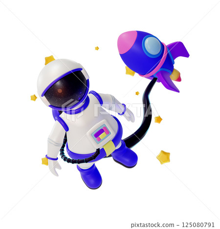 3d Astronaut Character in Suit Space Concept Cartoon Design Style Isolated on a White Background. Vector illustration 125080791