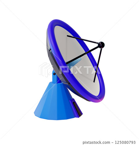3d Satellite Dish Signal Radar Space Concept Cartoon Design Style Isolated on a White Background. Vector illustration 125080793