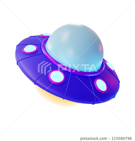 3d Ufo Ship with Yellow Glowing Space Concept Cartoon Design Style Isolated on a White Background. Vector illustration 3d Ufo Ship with Yellow Glowing Space Concept Cartoon Design Style Isolated on a White Background. Vector illustration 125080796