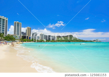 「夏威夷的美景」威基基海灘 125081153