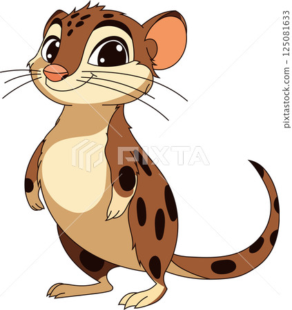 A charming cartoon opossum with brown fur, dark spots, and a gentle smile, rendered in a vibrant and engaging style on a black background. A charming cartoon opossum with brown fur, dark spots, and a gentle smile, rendered in a vibrant and engaging style on a black background. 125081633
