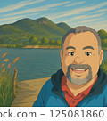 a portrait of a happy senior man and a beard in the nature 125081860
