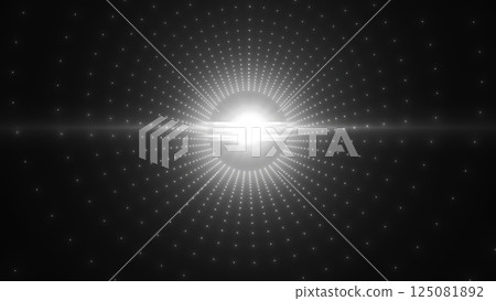 Abstract digital grid pattern with glowing white dots radiating tunnel from a central bright light, symbolizing data flow and futuristic technology concepts background Abstract digital grid pattern with glowing white dots radiating tunnel from a central bright light, symbolizing data flow and futuristic technology concepts background 125081892