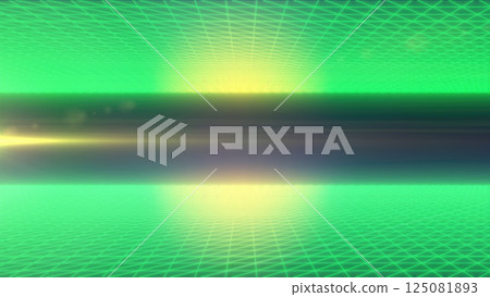 A glowing green grid pattern with a futuristic horizon and light reflections, representing concepts of data visualization and digital connectivity A glowing green grid pattern with a futuristic horizon and light reflections, representing concepts of data visualization and digital connectivity 125081893