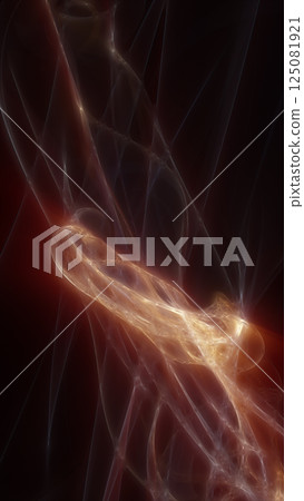 A complex abstract golden fractal design resembling fluid, glowing organic patterns. Deep, mysterious, and futuristic 125081921