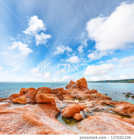 Exciting  view of Red Rocks (is Scoglius Arrubius) on Cea beach. 125082106