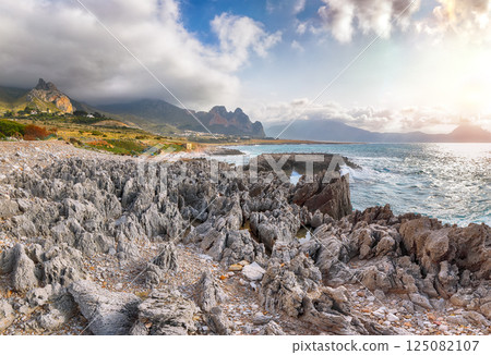 Outstanding seascape of Isolidda Beach near San Vito cape. 125082107