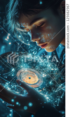 Generation Beta teenager explores the magic of vinyl records in a digital world Generation Beta teenager explores the magic of vinyl records in a digital world 125082567