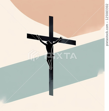 The Passion of Christ Minimalist Watercolor Illustration of Sacrifice, Faith, and Easter Redemption 125083302