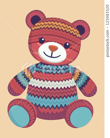 Knitted toy bear. Vector isolated illustration Knitted toy bear. Vector isolated illustration 125083320