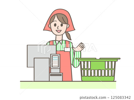 Supermarket cashier clerk 125083342
