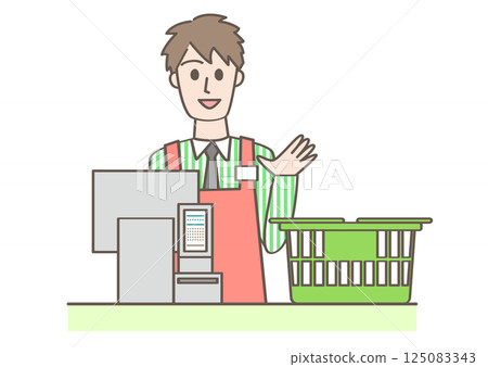Supermarket cashier clerk 125083343