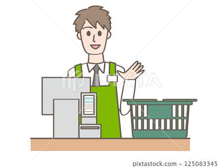 Supermarket cashier clerk 125083345