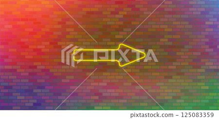 Vector Brick Wall Background. Neon yellow arrow. Abstract Red Brick Pattern 125083359