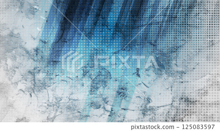 Blue abstract geometric stripes on grey grunge textural background Blue abstract geometric stripes on grey grunge textural background 125083597