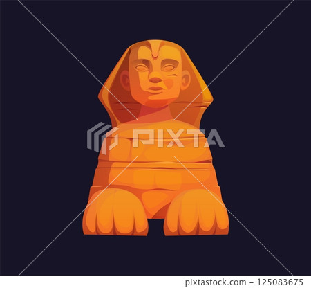 Ancient sphinx Egypt game icon, Egyptian treasure asset. Isolated cartoon vector famous stone monument, statue in Giza desert. Tomb, historical sight emphasizing mythical and historical significance Ancient sphinx Egypt game icon, Egyptian treasure asset. Isolated cartoon vector famous stone monument, statue in Giza desert. Tomb, historical sight emphasizing mythical and historical significance 125083675