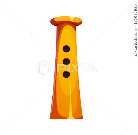 Cartoon musical font letter I as a flute with three black finger holes, music wind instrument typeface, entertainment funny type, English alphabet symbol. Isolated vector abc sign, musician equipment Cartoon musical font letter I as a flute with three black finger holes, music wind instrument typeface, entertainment funny type, English alphabet symbol. Isolated vector abc sign, musician equipment 125083689
