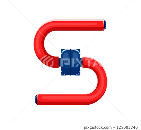 Cartoon number five or letter S as sports equipment. Vector sport font, typeface, funny type, kids English alphabet alphabet for children education, abc or mathematics learning and game activities 125083740