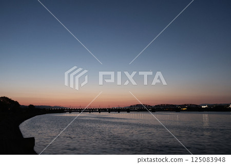 on the riverbed in the morning on the riverbed in the morning 125083948