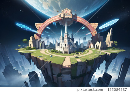 Game background: Dark European style majestic world image national castle 125084387