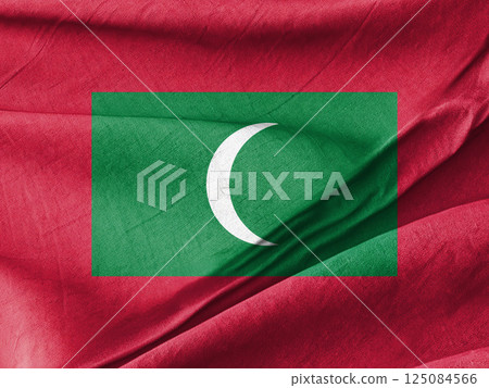 Maldives National Flag Draped in Artistic Textile Texture 125084566