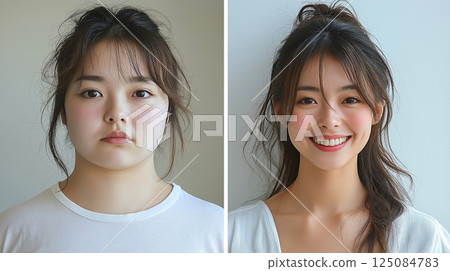 Before and after of a woman 125084783