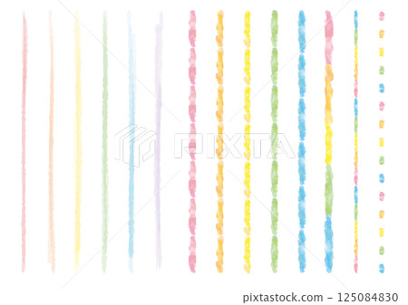 A set of cute various colored lines in watercolor style 125084830