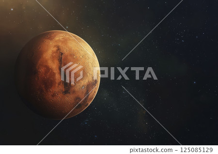 Planet Mars on a dark background. Generative AI 125085129