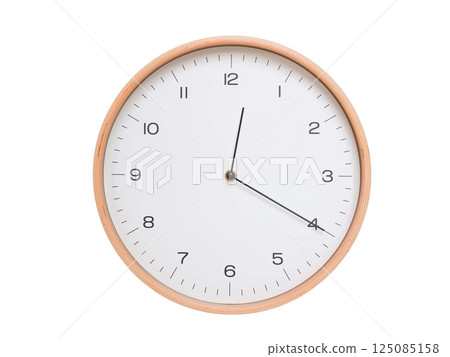 Minimal wall clock with light wood frame and white face displaying 00:20 or 12:20. Perfect for clean, modern concepts about time and scheduling. Minimal wall clock with light wood frame and white face displaying 00:20 or 12:20. Perfect for clean, modern concepts about time and scheduling. 125085158