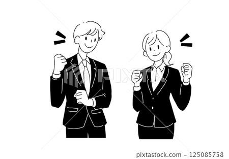 Men and women in suits that pose Men and women in suits that pose 125085758