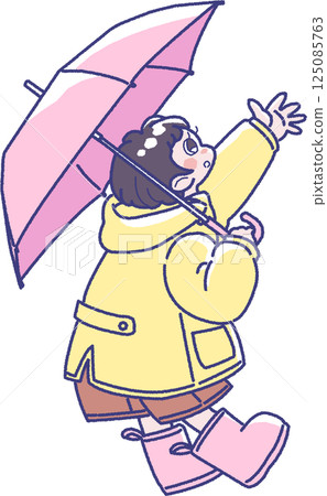 Illustration of a girl holding an umbrella 125085763